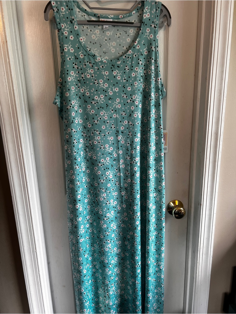 LuLaRoe Teal Aqua Floral Dani Maxi Dress